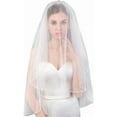 thumbnail image 1 of YooGuoGuo House Fingertip Length 2 Tier Crystal Bridal Wedding Veil for Bride L19, 1 of 7