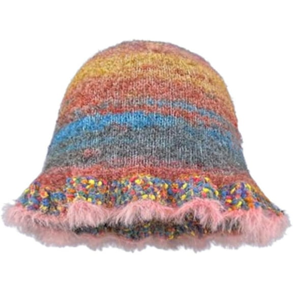 YooGuoGuo Knit Bucket Hat Women Cute Crochet Khit Cap Beanie Hat Skull Cap Slouchy Plush Winter Warm Handmade Foldable Floppy Hat