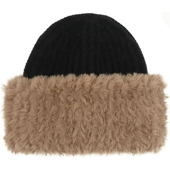 YooGuoGuo Knit Cuffed Beanie Hat for Women Plush Skull Cap Chunky Soft Stretch Winter Warm Crochet Hats Fuzzy Ski Cap