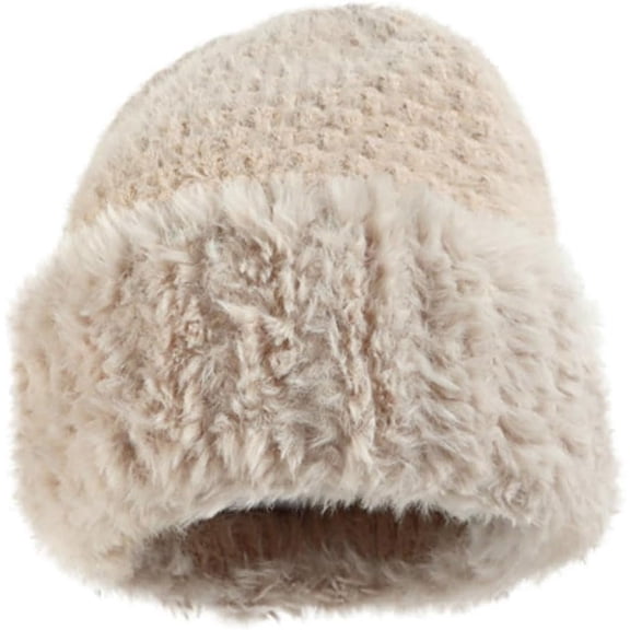 YooGuoGuo Knit Cuffed Beanie Hat for Women Plush Skull Cap Chunky Soft Stretch Winter Warm Crochet Hats Fuzzy Ski Cap