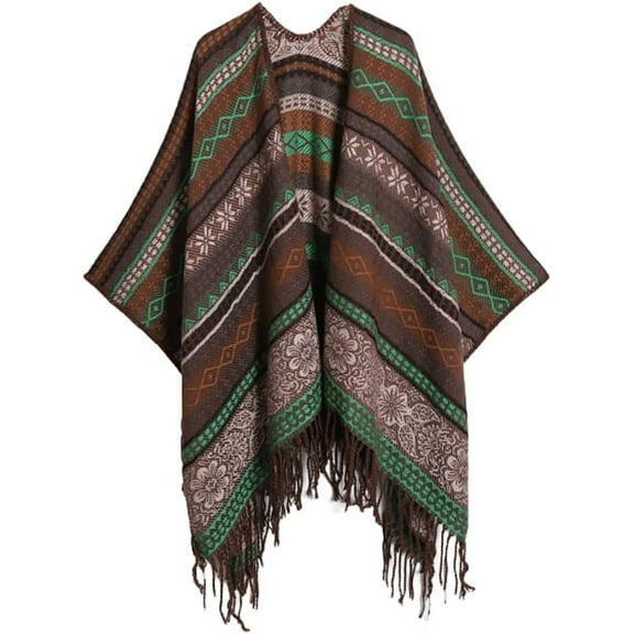 YooGuoGuo Knit Tassel Shawl Wraps for Women Fashion Open Front Blanket Travel Scarf Winter Warm Poncho Capes Ethnic Cardigan Coat