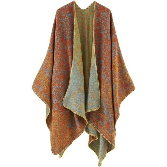 YooGuoGuo Knit Warm Ethnic Shawl Wraps for Women Fashion Lightweight Open Front Coat Pashmina Wrap Christmas Poncho Cape