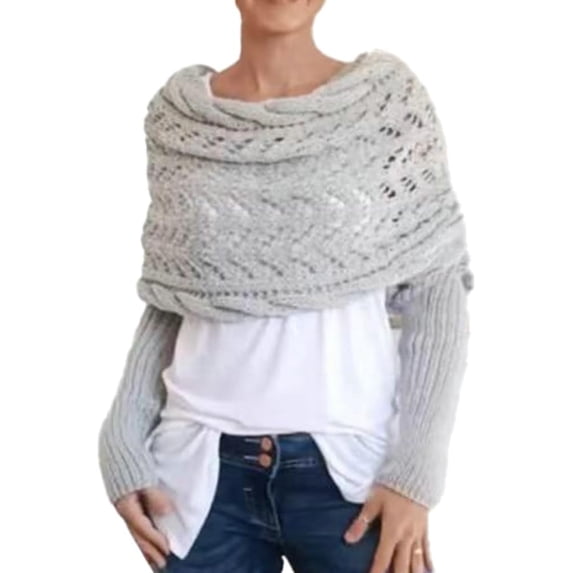 YooGuoGuo Knitted Shrugs for Women with Sleeves Elegant Scarf for Women with Sleeves Sweater Shawls and Wraps Cardigan Cape Coat