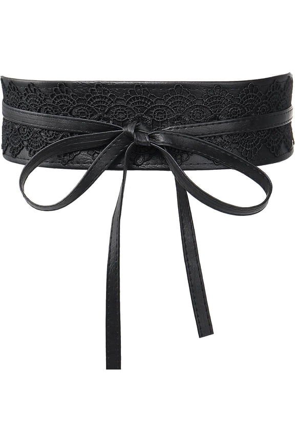 Lace-up Waist Belt Faux Leather Corset Belt Tie Wrap Bowknot Waistband for Women