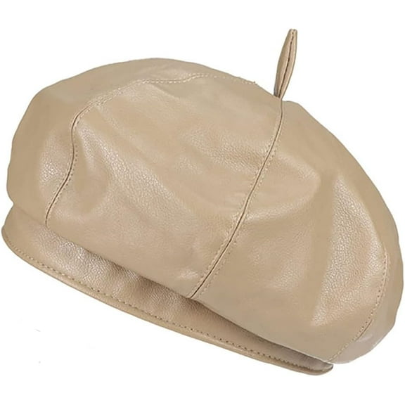 YooGuoGuo Lady's Soft PU Leather Beret Cap Women's Winter Beret Flat Hat Cute Drawing Hat