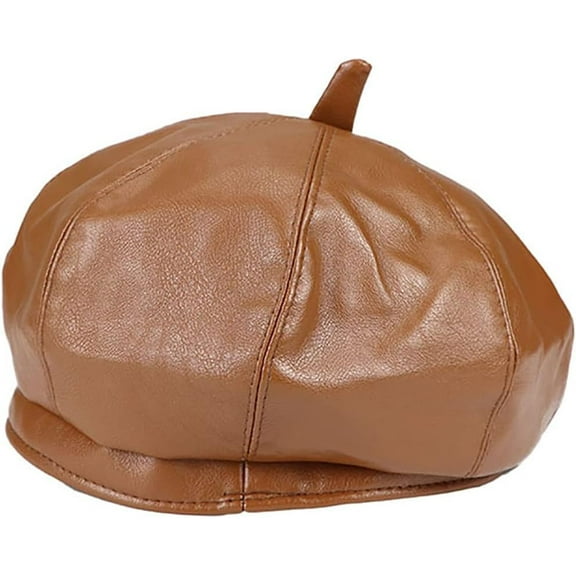 YooGuoGuo Lady's Soft PU Leather Beret Cap Women's Winter Beret Flat Hat Cute Drawing Hat