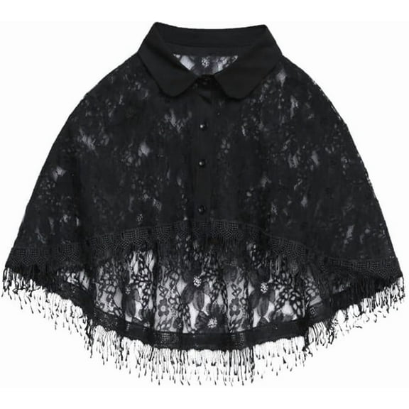 YooGuoGuo Lapel Cape Short Lace Shawl Lolita Cloak Flapper Cover Up for Women Girls Dress