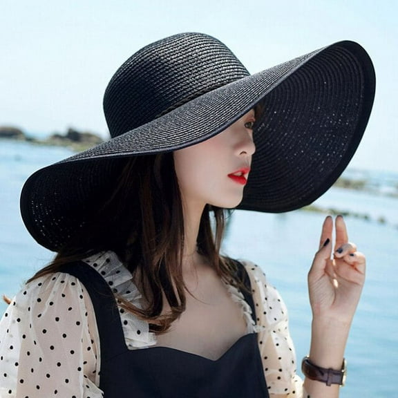 YooGuoGuo Large Big Wide Brim Hat Women Solid Summer Sun Hat Ladies Packable Floppy Straw Hat Women Beach Cap Female Dome Beach Hat