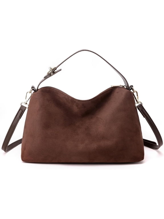Leather Suede Shoulder Bag for Women, Retro Suede Handbag Crossbody Bag, faux suede Hobo tote bag Satchels Bag