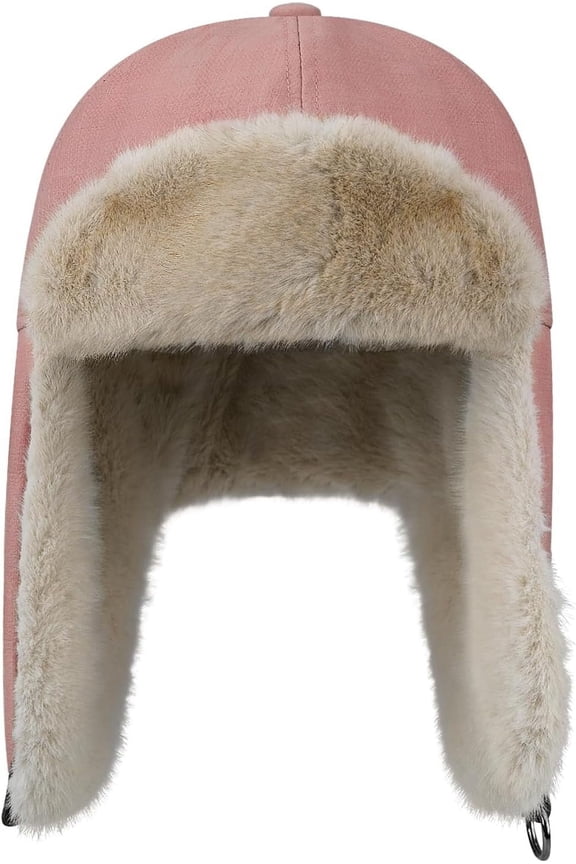 Leather Trapper Hat Unisex Eskimo Hat with Ear Flaps Aviator Windproof Ski Cap Outdoor Cold Weather Ushanka Russian Hat