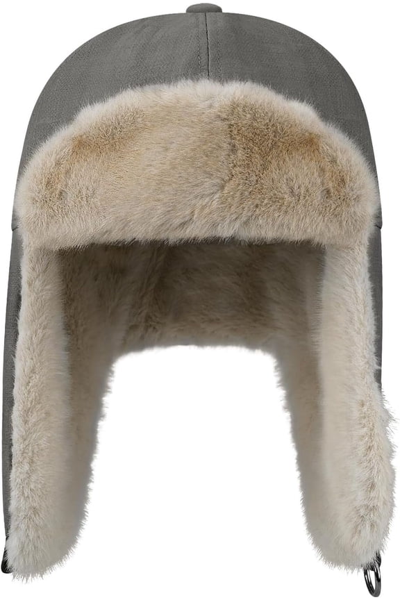 Leather Trapper Hat Unisex Eskimo Hat with Ear Flaps Aviator Windproof Ski Cap Outdoor Cold Weather Ushanka Russian Hat