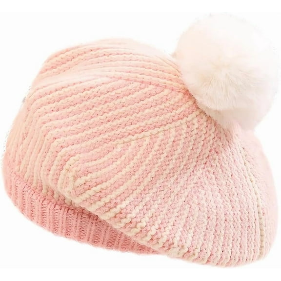 YooGuoGuo Little Girl's Knit Beret Hat with Pompom Winter Warm Beanie Cap Artist Hat