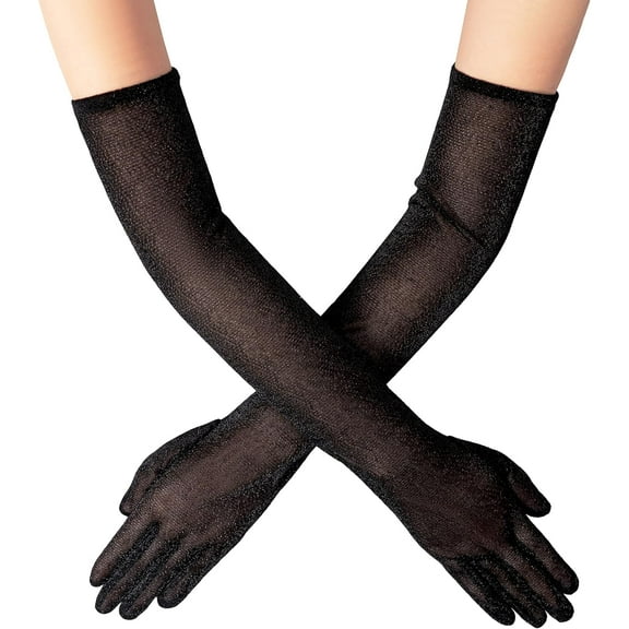 YooGuoGuo Long Opera Party 20s Glitter Gloves Stretchy Adult Size Elbow length Mesh Gloves