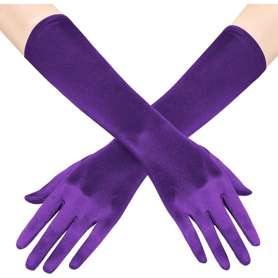 YooGuoGuo Long Opera Party 20s Satin Gloves Stretchy Adult Size Elbow Length 15 Inches