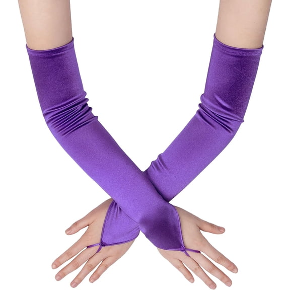 YooGuoGuo Long Opera Party 20s Satin Gloves Stretchy Adult Size Elbow Length