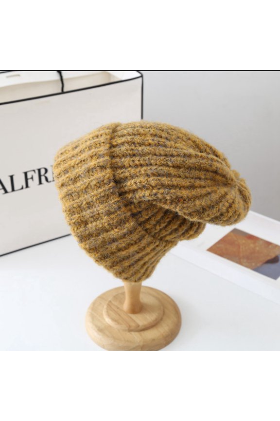 Loose Oversized Woolen Hat With A Large Head And A Small Face For Women In Autumn And Winter, Exaggerated Warmth, Thick Knitted Pile Up Hat Trend