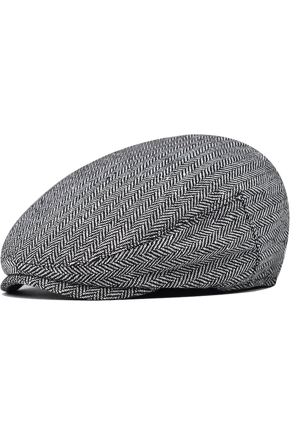 Men's Newsboy Cap Vintage Beret Hat Herringbone Tweed Flat Caps Newsboy Ivy Hat