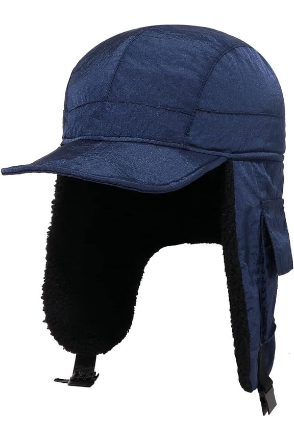 Men's Trapper Winter Hat Eskimo Hats Women Flat Bill Russian Ushanka Hat Trooper Aviator Cap with Windproof Waterproof