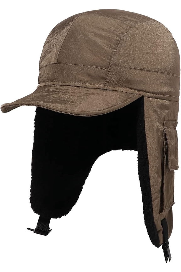 Men's Trapper Winter Hat Eskimo Hats Women Flat Bill Russian Ushanka Hat Trooper Aviator Cap with Windproof Waterproof