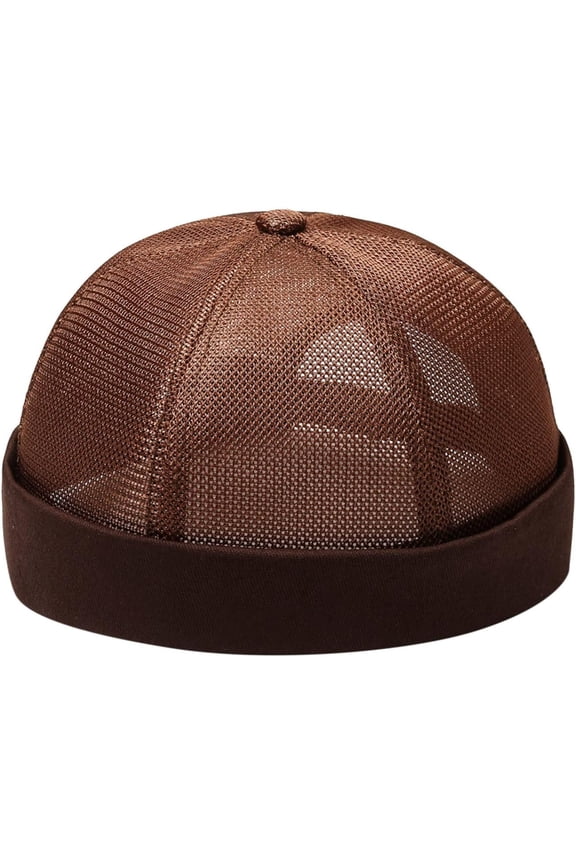 Mens Summer Adjustable Mesh Docker Caps Cycling Running Brimless Hat Beanie Rolled Cuff Breathable Hip Hop Skull Caps