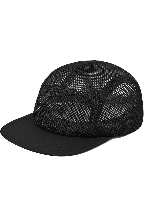 Mesh 5 Panel Cap Flat Bill Dad Hat Quick Dry Baseball Cap Cooling Sports Hat Unstructured Trucker Cap Hiphop Dad Hat