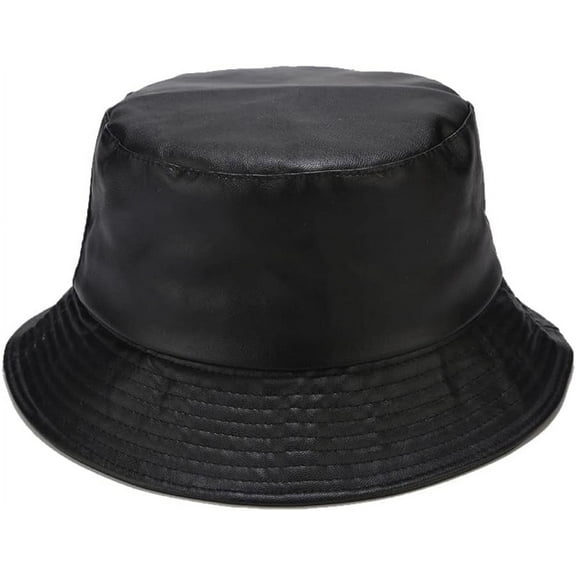 YooGuoGuo Metallic Bucket Hat PU Leather Trendy Fisherman Hats Unisex Reversible Packable Sun Cap