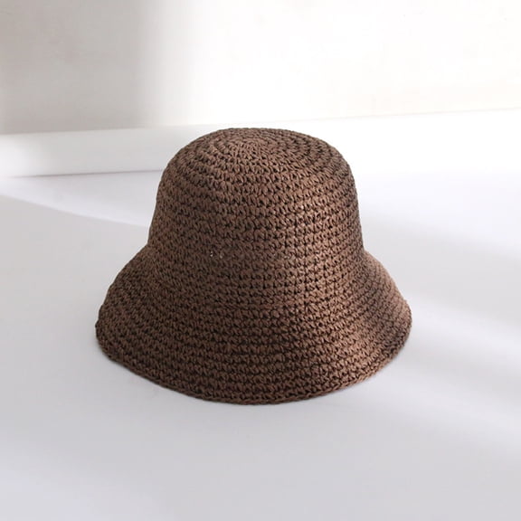 YooGuoGuo Minimalist Straw Woven Bucket Hat For Women, Breathable And Sun Shading Straw Hat For Summer Vacation, Foldable Sun Protection Fisherman Hat For Beach Vacation