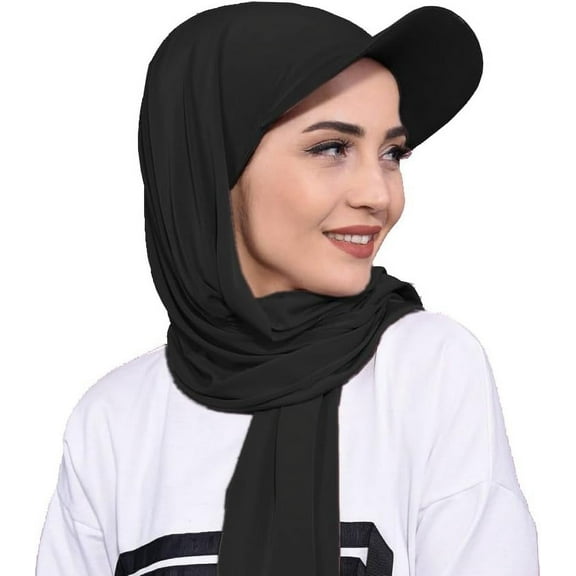 YooGuoGuo Muslim Hijab for Women Baseball Cap & Scarf 2-in-1 Head Scarf Wrap Shawl Head Covering Turban Hat Beanie