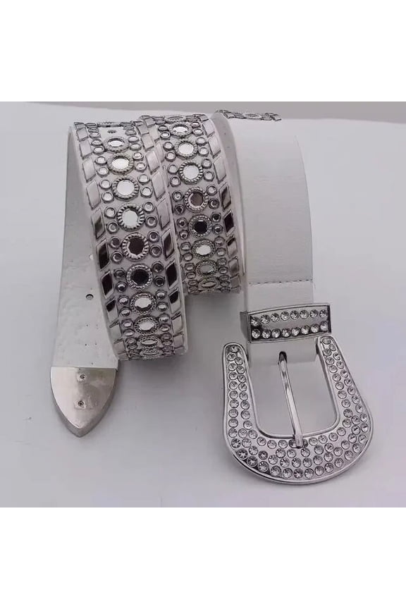 New Goth for rhinestone Belts Women PU Leather Strap for rhinestone Belts Western Cowboy Y2K Girls Fashion Belt for Jeans Men