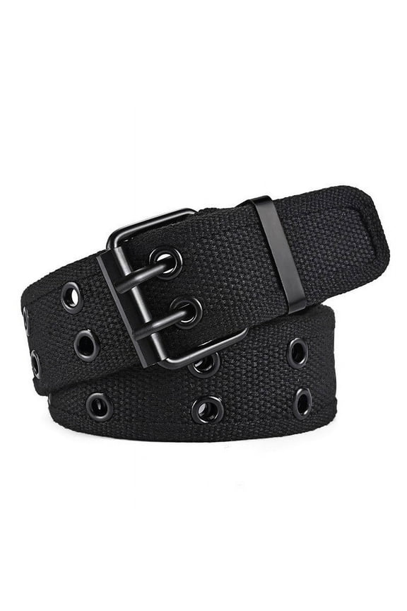 New Men's Double Row Needle Buckle Woven Belt Women's Belt Leisure Sports Outdoor Work Belt with Cargo Pants Jeans Belt
