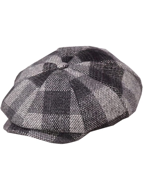 Newsboy Cap Men Women Vintage Tweed Octagonal Cap Woolen Male Plaid Patchwork British Style Flat Cap Beret Hat