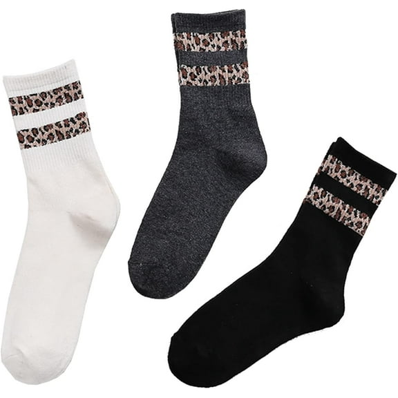 YooGuoGuo Novelty Leopard Print Crew Socks Animal Pattern Dress Socks For Women 3 pack