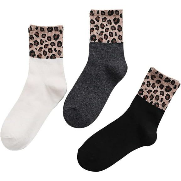YooGuoGuo Novelty Leopard Print Crew Socks Animal Pattern Dress Socks For Women 3 pack