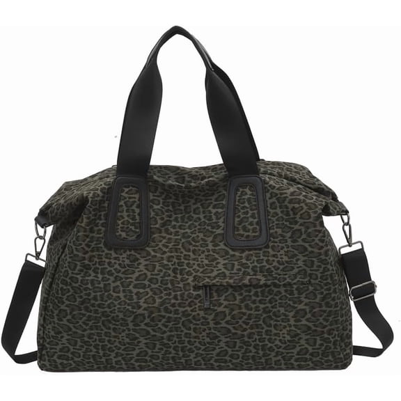 YooGuoGuo Oversized Leopard Suede Tote Bag Large Capacity Cheetah Print Travel Weekender Handbag Overnight Shoulder Hobo Bag