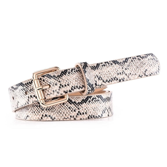 YooGuoGuo PU Leather Leopard Snake Print Slim Belt For Women Snake Patterned Wide Leopard Patterned Decorative Gold Buckle Versatile Belt