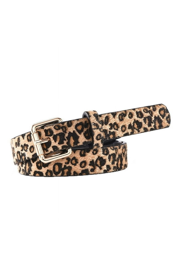 PU Leather Leopard Snake Print Slim Belt For Women Snake Patterned Wide Leopard Patterned Decorative Gold Buckle Versatile Belt