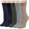 thumbnail image 1 of YooGuoGuo Pack of 5 Womens Wool Socks Winter Warm Thick Knit Soft Vintage Casual Crew Boot Socks Gifts, 1 of 6