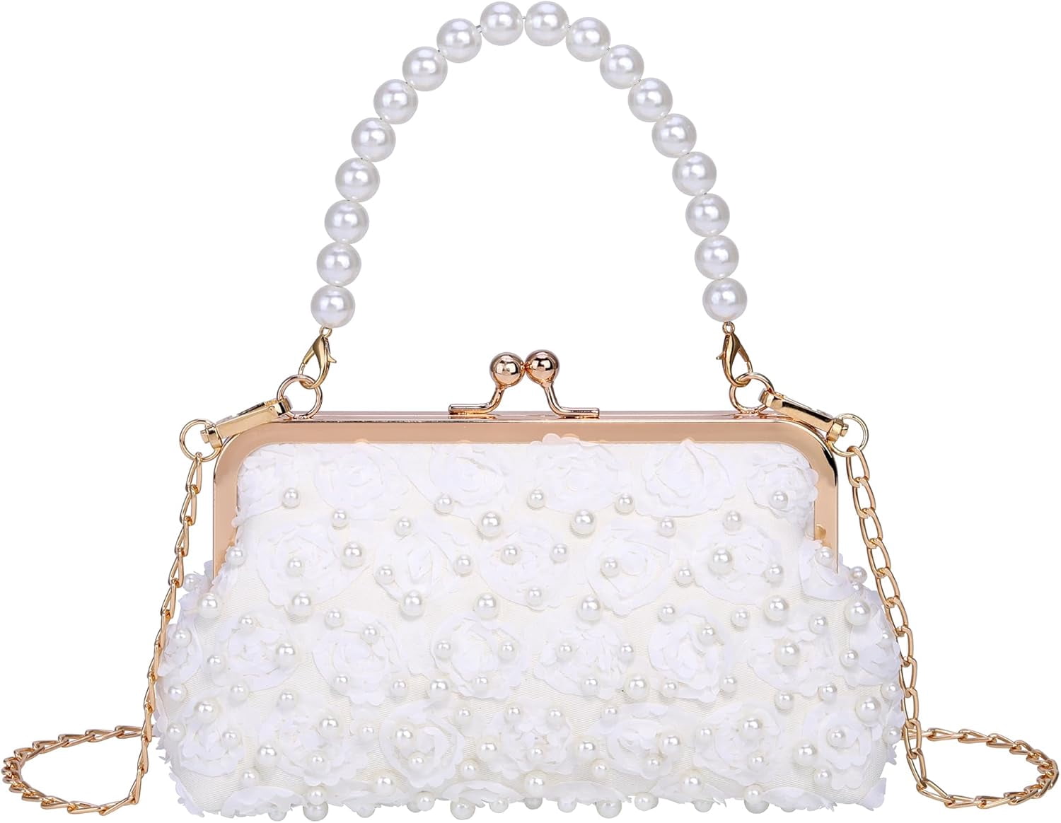 YooGuoGuo Pearl Clutch Purses for Women Evening Handbag Wedding Bridal Crossbody Bag for Party