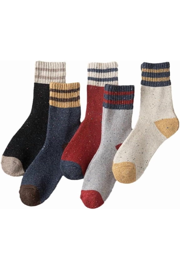 Preppy Wool Socks for Women Vintage Striped Ankle Fuzzy Socks Thick Ribbed Knit Winter Socks Japanese Fairycore Socks