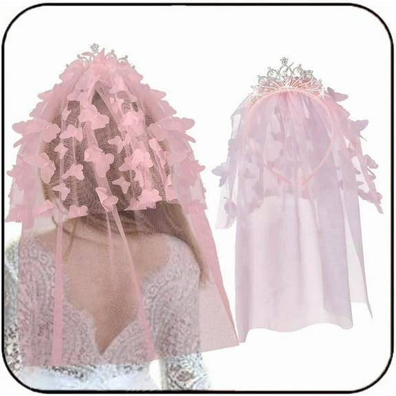 YooGuoGuo Princess Tiara headband Veil Short 2 Tier Rhinestones Bridal Veil Hairband Costume Party Headpiece Hair Accessories