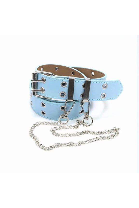 Punk Pu Leather Belt For Women Men Double Row Holes Waist Strap Y2K Designer Male Female Jeans Trouser Decorative Waistband