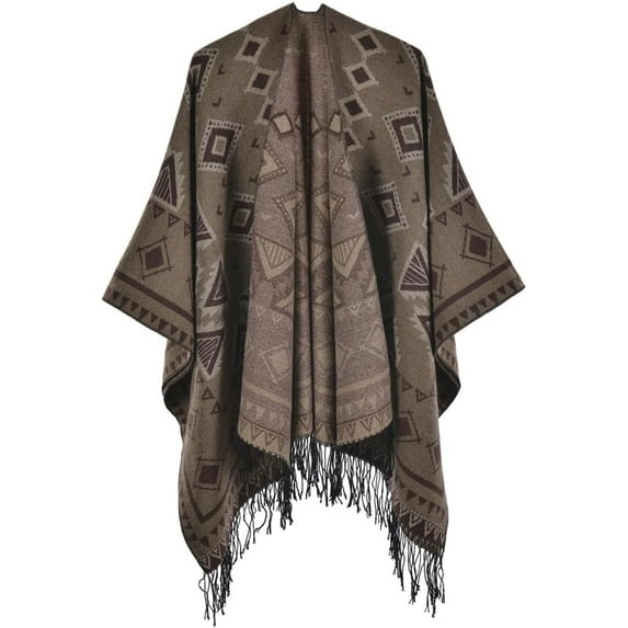 YooGuoGuo Retro Knitted Shawls and Wraps for Women Tassel Open Front Blanket Scarf Winter Fall Thick Poncho Capes Cardigan Coat