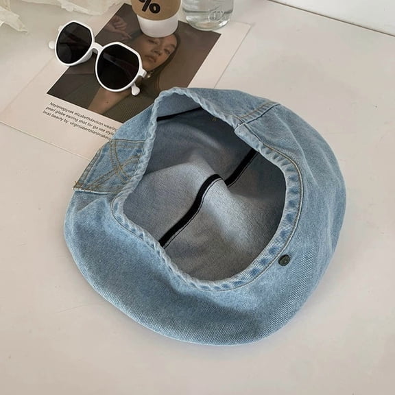 YooGuoGuo Retro Washed Denim Beret Women's Spring And Summer Thin Style Big Head Circumference Style Bud Painter Hat Wholesale
