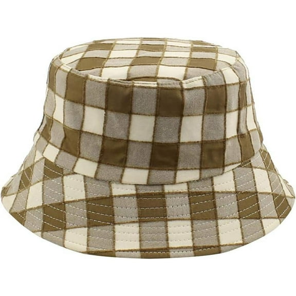 YooGuoGuo Reversible Plaid Bucket Hats for Men Women Outdoor Spring Summer Fishing Fisherman Sun Cap Foldable