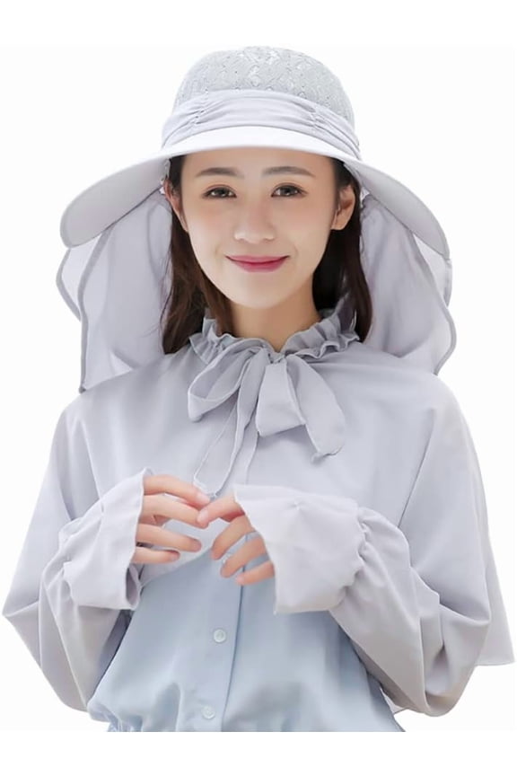 Roll Up Wide Brim Sun Visor UPF 50+ UV Protection Sun Hat with Neck Protector