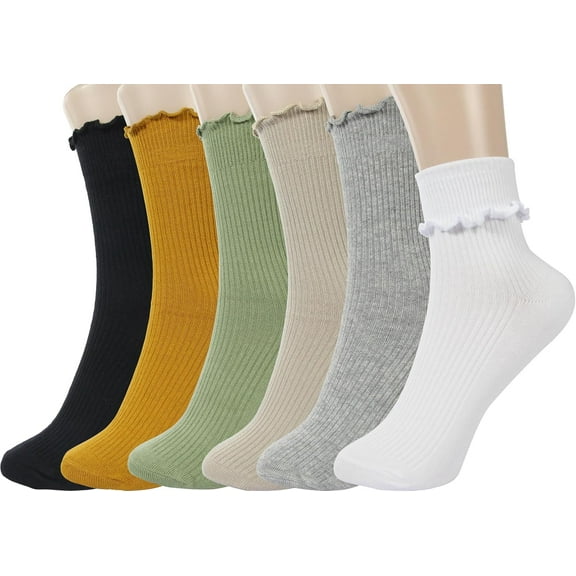 YooGuoGuo Ruffle Socks Women - Turn-Cuff Frilly Sock - Lightweight Cotton Socks