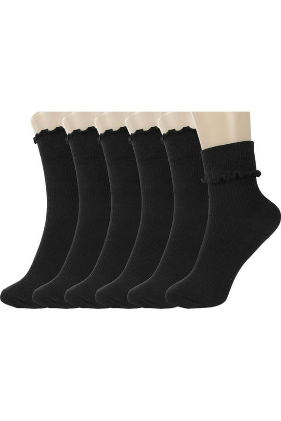 Ruffle Socks Women - Turn-Cuff Frilly Sock - Lightweight Cotton Socks