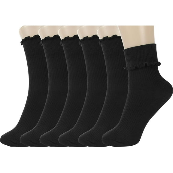 YooGuoGuo Ruffle Socks Women - Turn-Cuff Frilly Sock - Lightweight Cotton Socks