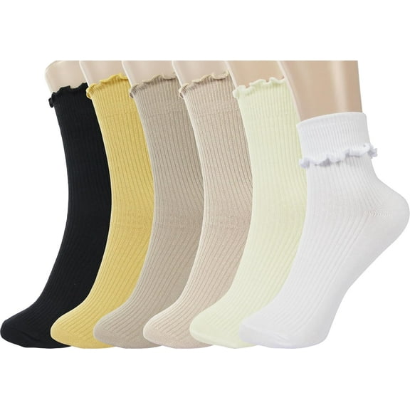 YooGuoGuo Ruffle Socks Women - Turn-Cuff Frilly Sock - Lightweight Cotton Socks