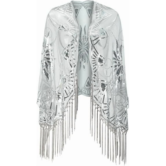 YooGuoGuo Shawl Wraps Sequin Evening Cape for women Fringe Dress Ladies Wedding Shawl